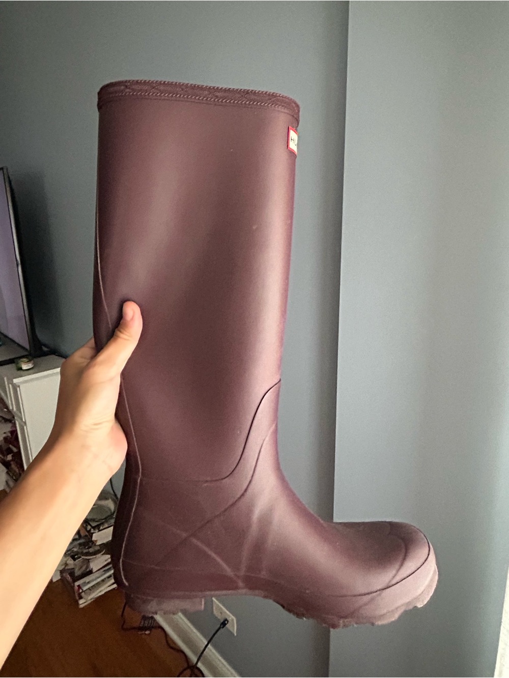 Hunter Maroon Tall Waterproof Rain Boot